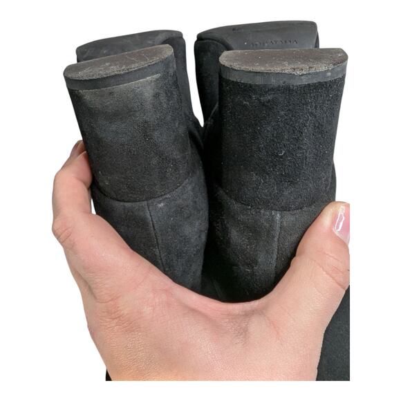 Aquatalia Karly Black Suede Knee High Pointed Toe Block Heel Minimal Boots 9.5 - Picture 5 of 8